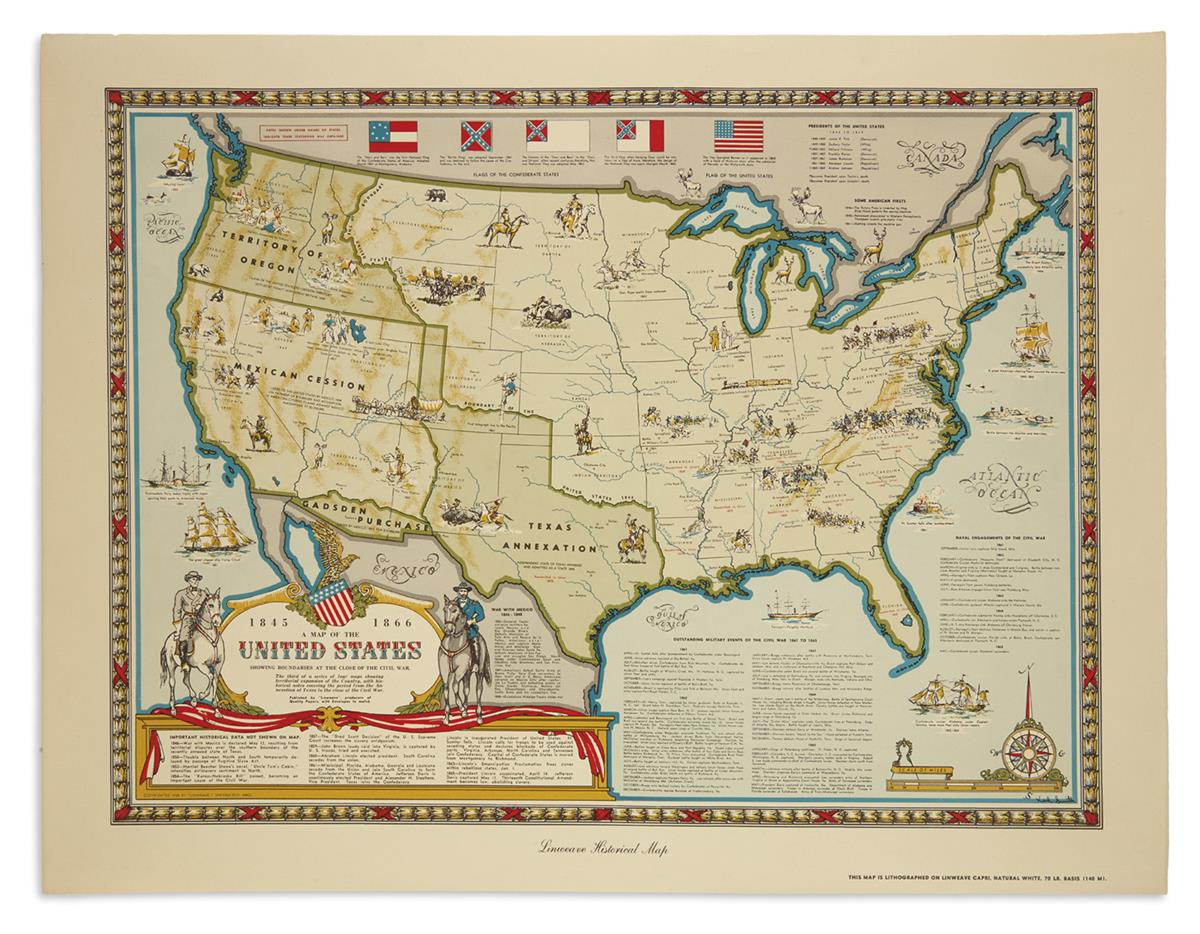 (UNITED STATES.) Smith, Karl; for the Linweave Paper Company. The Growth and Development of America in Maps by Linweave.